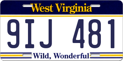 WV license plate 9IJ481