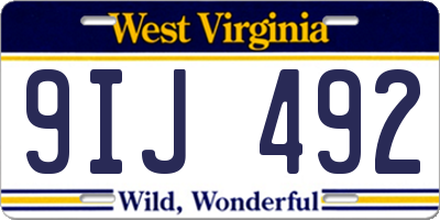 WV license plate 9IJ492
