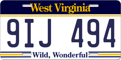WV license plate 9IJ494