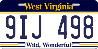 WV license plate 9IJ498