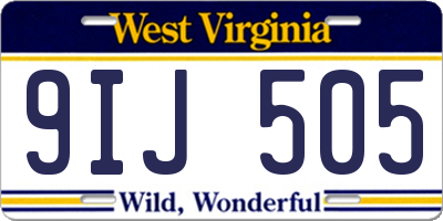 WV license plate 9IJ505