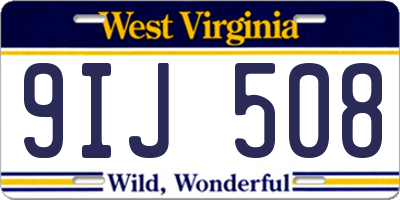 WV license plate 9IJ508