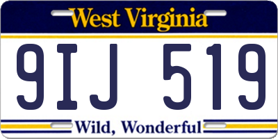 WV license plate 9IJ519