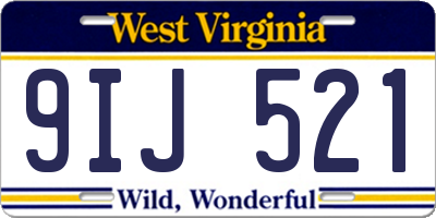 WV license plate 9IJ521