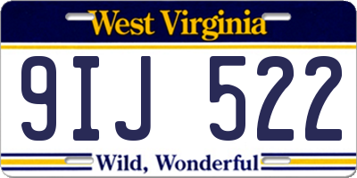 WV license plate 9IJ522