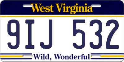 WV license plate 9IJ532