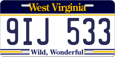WV license plate 9IJ533