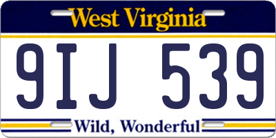 WV license plate 9IJ539