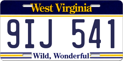 WV license plate 9IJ541