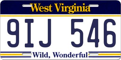 WV license plate 9IJ546