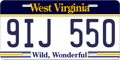 WV license plate 9IJ550