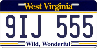 WV license plate 9IJ555
