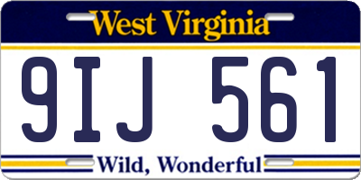 WV license plate 9IJ561
