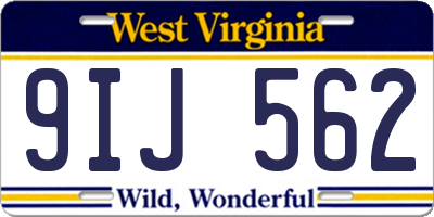 WV license plate 9IJ562