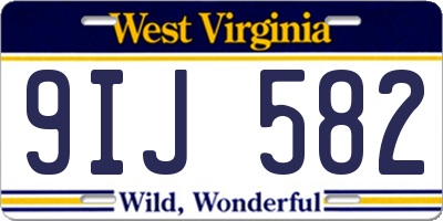 WV license plate 9IJ582