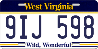 WV license plate 9IJ598
