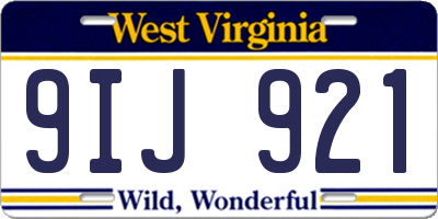 WV license plate 9IJ921