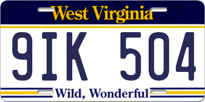 WV license plate 9IK504
