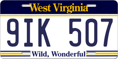 WV license plate 9IK507