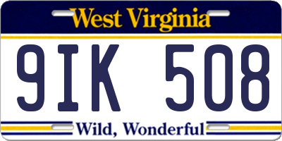 WV license plate 9IK508