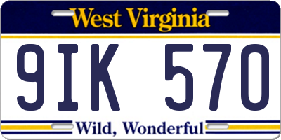 WV license plate 9IK570
