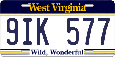 WV license plate 9IK577
