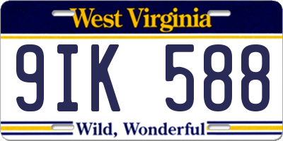 WV license plate 9IK588