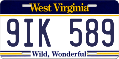 WV license plate 9IK589
