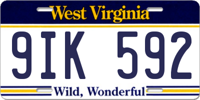 WV license plate 9IK592
