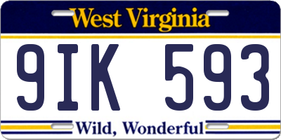 WV license plate 9IK593