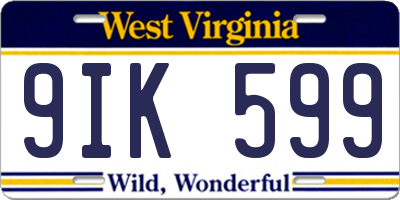WV license plate 9IK599