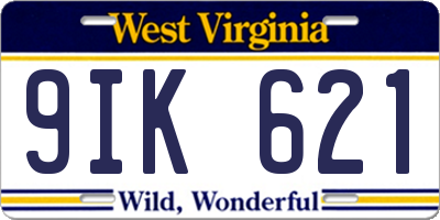 WV license plate 9IK621
