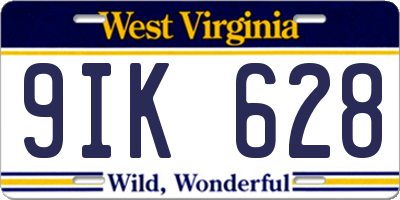 WV license plate 9IK628