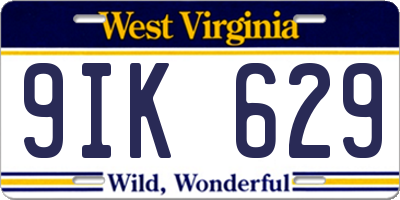 WV license plate 9IK629