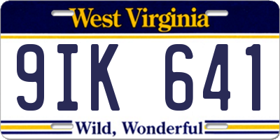 WV license plate 9IK641
