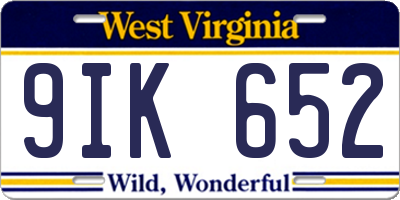 WV license plate 9IK652