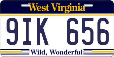 WV license plate 9IK656