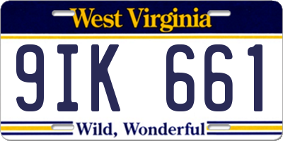 WV license plate 9IK661