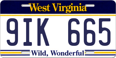 WV license plate 9IK665