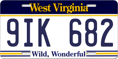 WV license plate 9IK682