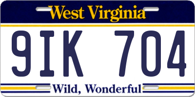 WV license plate 9IK704
