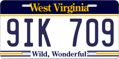 WV license plate 9IK709