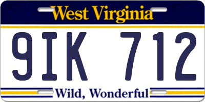 WV license plate 9IK712
