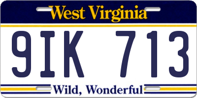 WV license plate 9IK713