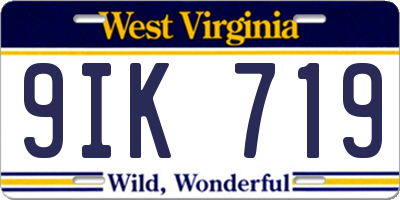 WV license plate 9IK719