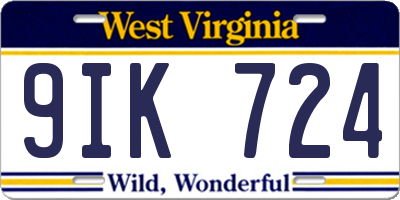 WV license plate 9IK724