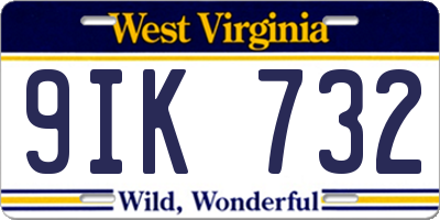 WV license plate 9IK732