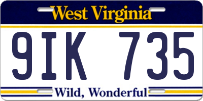 WV license plate 9IK735