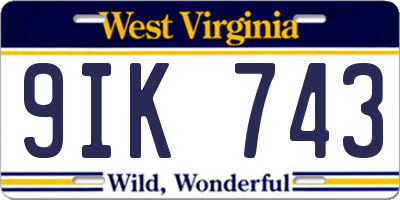 WV license plate 9IK743
