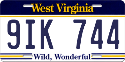 WV license plate 9IK744